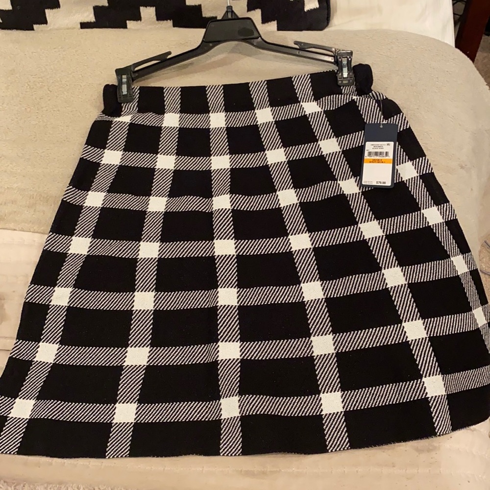 Rachel Roy November Black Ivory Plaid Skirt